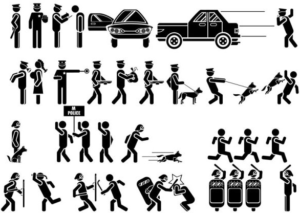Police Sketch Vector Set Police Sketch Vector Set
