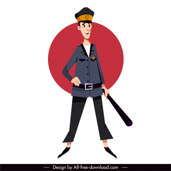 ícone policial esboço de desenho animado plano