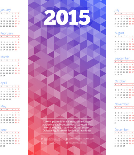 polygonale Hintergrund and15 Kalender Vektor