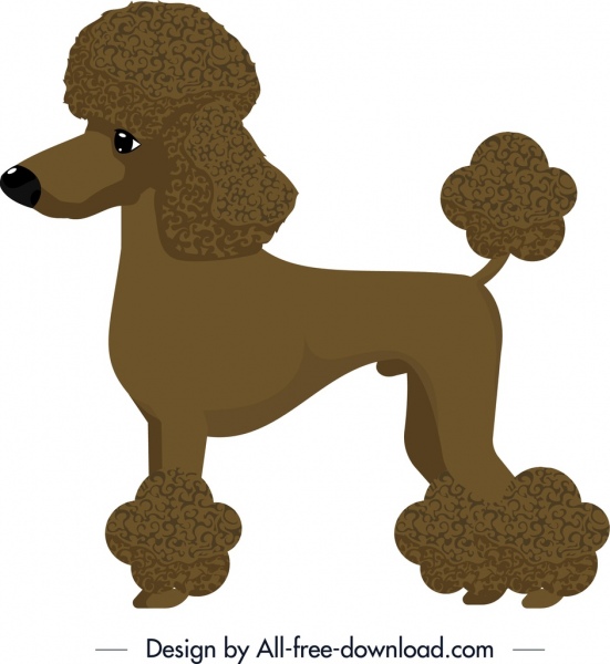 Пудель собак значок коричневый дизайн мультипликационный персонаж