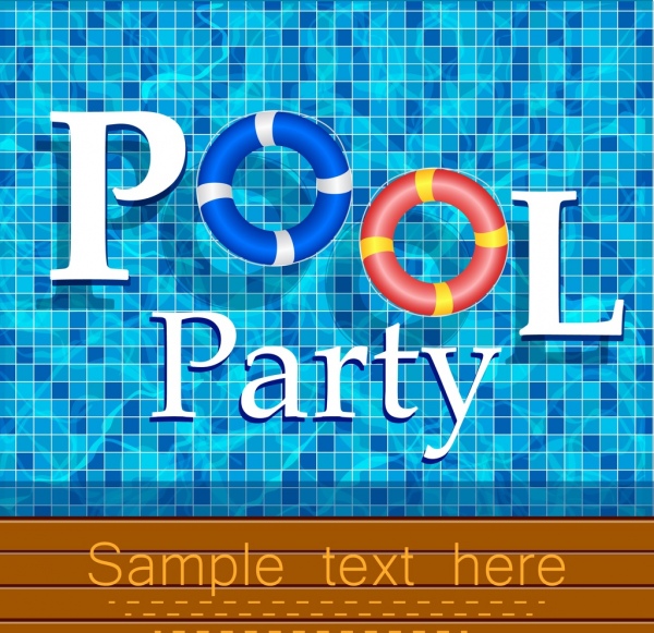 piscina party banner acqua testo Boa icone decori