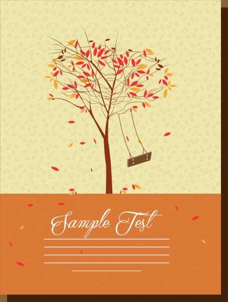 明信片封面背景秋冬款式多彩樹葉裝飾