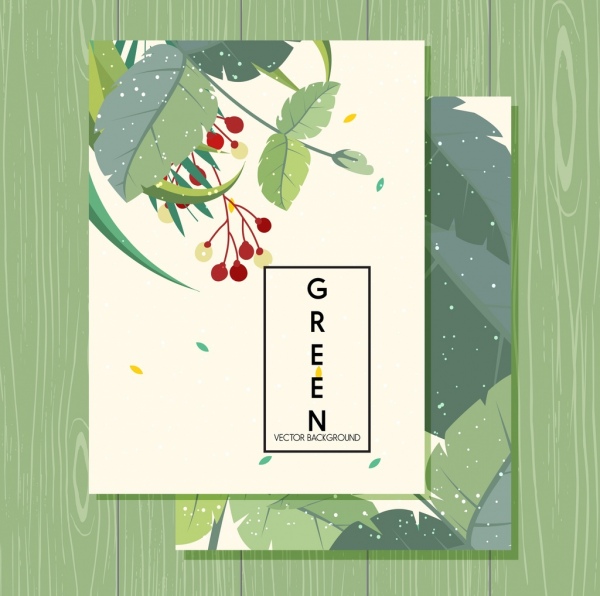 pocztówka okładce szablonu naturalne zielone liście ozdoba