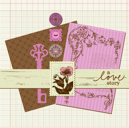 cartão postal de amor com vetor de carimbo