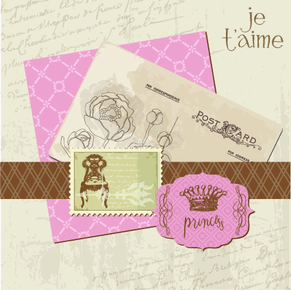Postcard Love With Stamp Vector