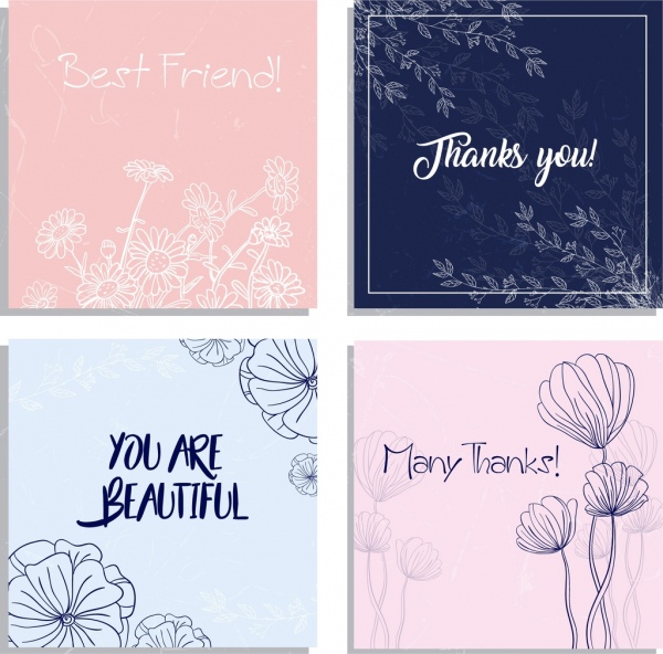 Plantillas de tarjetas postales handdrawn sketch decoracion Flores