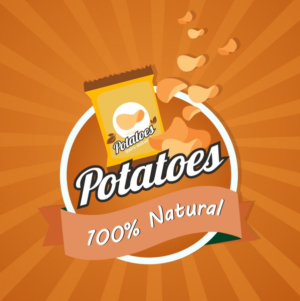 iklan kentang chip makanan ringan ikon dekorasi
