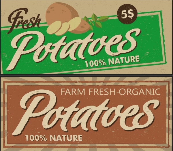 Kartoffel-Werbung setzt Retrodesign Kalligraphie Dekor