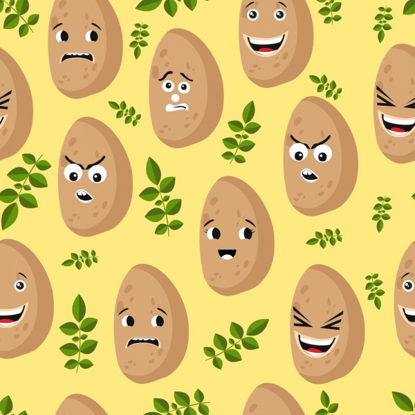 Kartoffel-Hintergrund stilisierte lustig Symbol wiederholen Dekoration