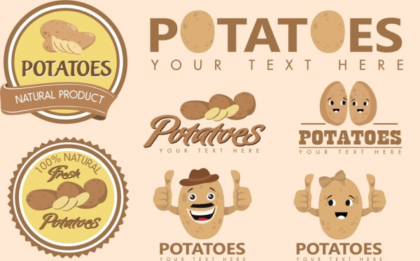 Kartoffel-Identität setzt verschiedene Formen niedlich stilisierte Symbole