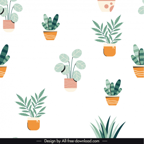 화분 식물 패턴 템플릿 플랫 클래식 디자인