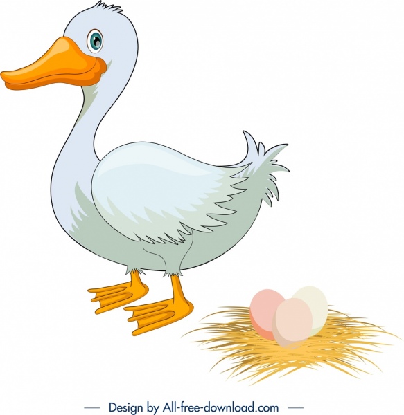 ícone de pato aves fundo colorido desenho desenho animado