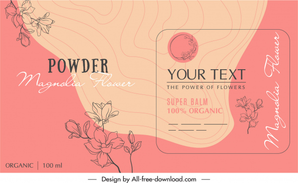toz etiket şablonu zarif handdrawn klasik çiçek dekor