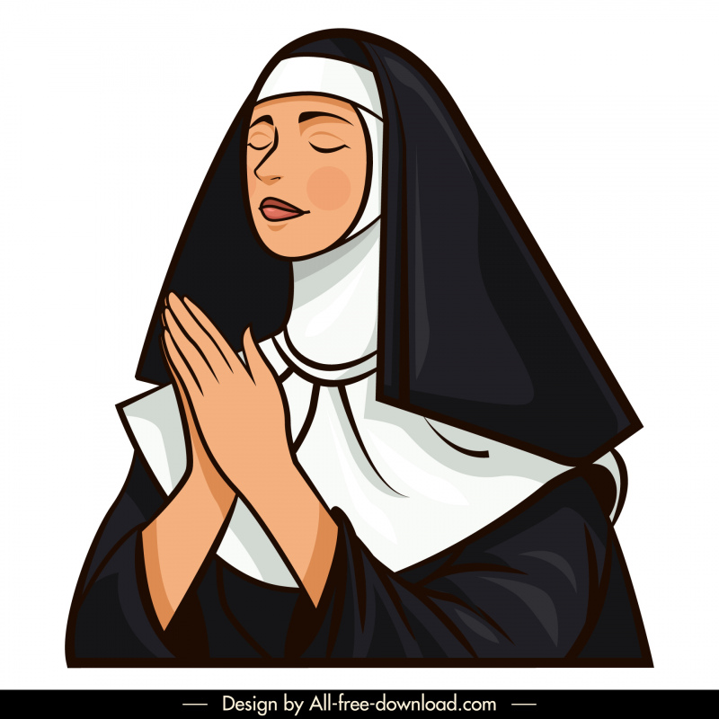 Desain kartun ikon saudari berdoa