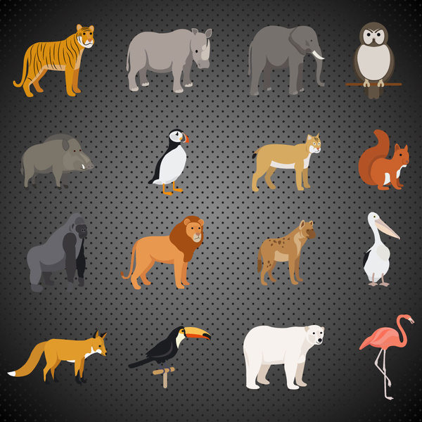 ilustração do vetor ícones preciosos animais