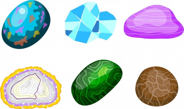 pietre preziose icone colorato lucido design