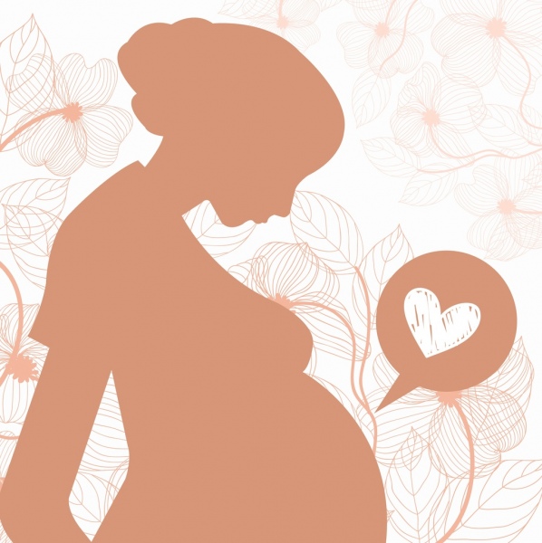 懷孕背景母親心臟圖示剪影設計