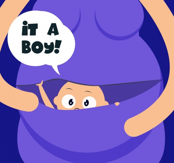 妊娠背景女性腹部子供アイコン漫画のデザイン