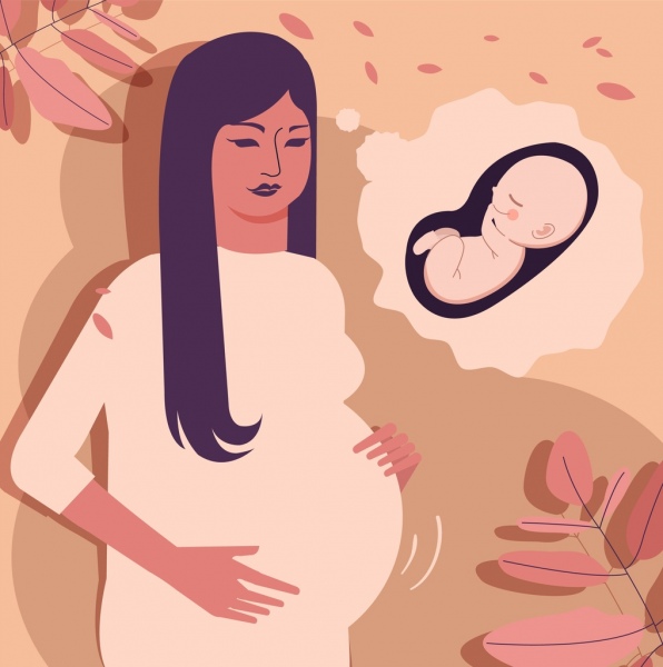 kehamilan waktu latar belakang perempuan bayi rahim ikon