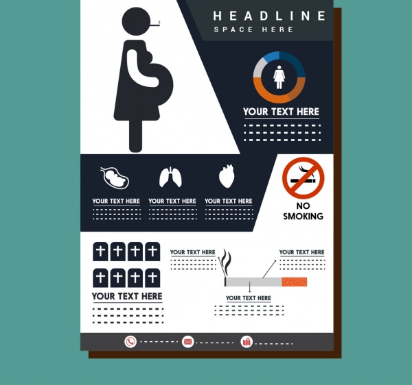 Embarazada de diseño estilo plano color salud infografia