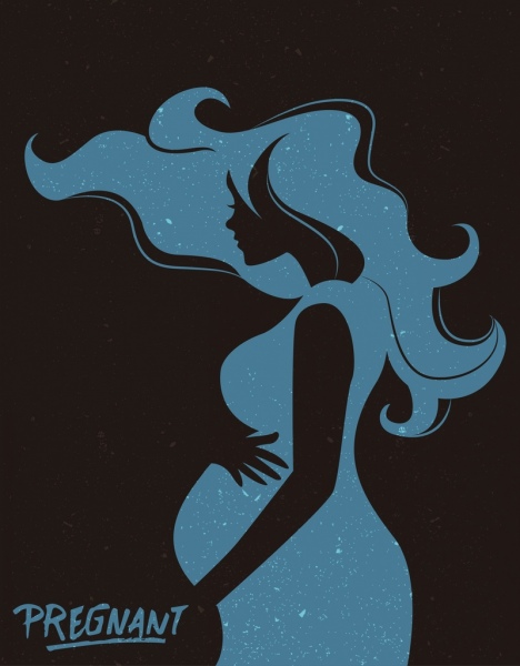 wanita hamil latar belakang gelap siluet dekorasi