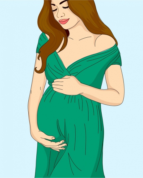 Pregnant Woman Drawing Colored Cartoon Design-vector People-free Vector  Free Download