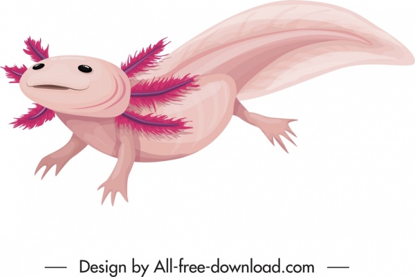 Tarih öncesi hayvan simgesi amfibi yaratık renkli klasik kroki