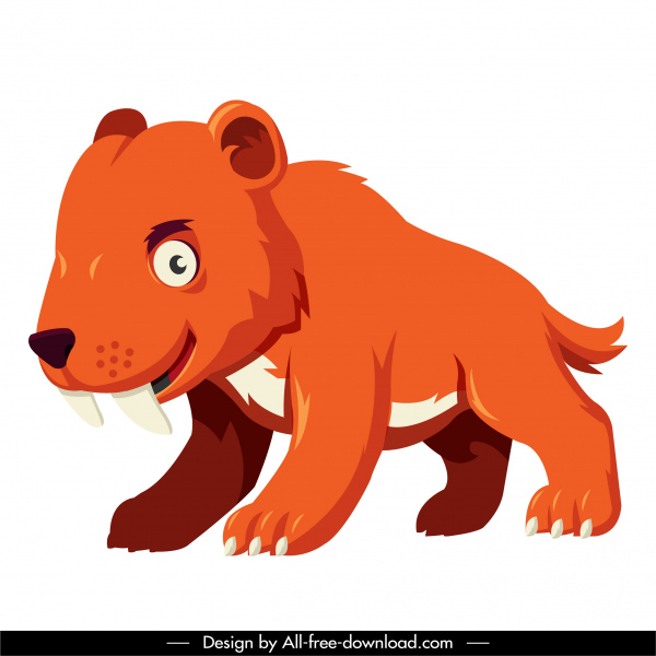 beruang prasejarah icon berwarna kartun karakter sketsa