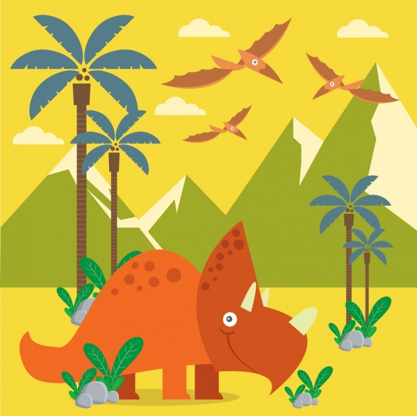 prasejarah gambar dinosaurus ikon beraneka warna sketsa