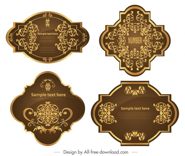 Premier label templates elegante clássico simétrico marrom dourado