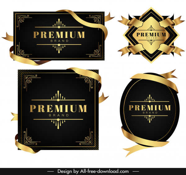 Premium Design szablony eleganckie czarne złote wstążki etykiet