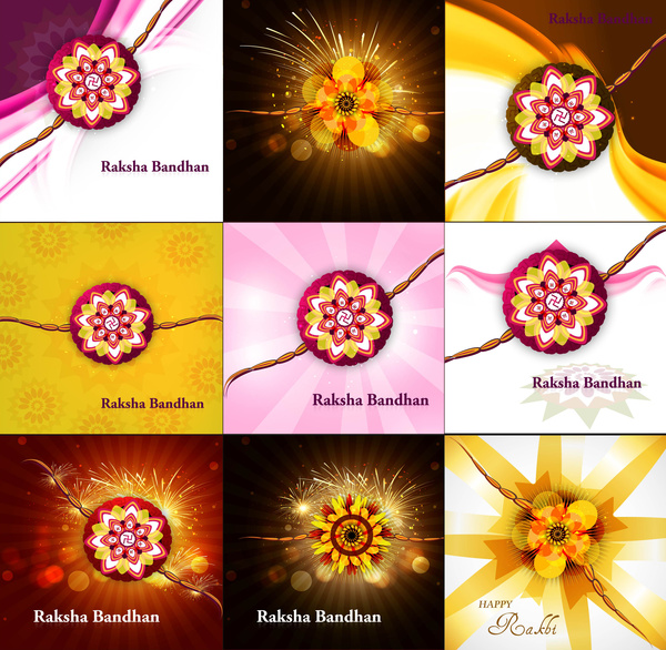 Präsentation schöner Raksha India Feier Sammlung farbigen Hintergrund Vektor