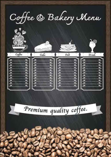 咖啡向量價格表選單