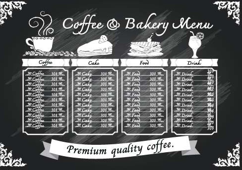 menu de lista de preço para vetor de café