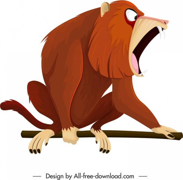 Primata icon cynocephalus spesies sketsa desain kartun