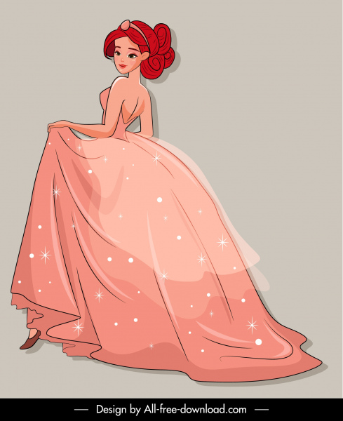 Princess Icon Luxury Dress Sketch Cartoon Character-vector Misc-free Vector  Free Download