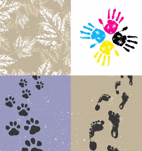 fundo de imprimir marcas define mão folha ícones de pé