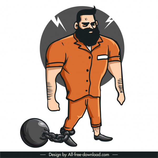 Gefangene Ikone wütender Mann Skizze Zeichentrickfigur