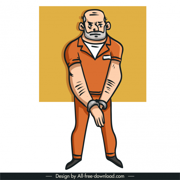 ícone prisioneiro desenhado à mão esboço de personagem de desenho animado