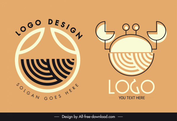 Produkt-Logo-Vorlagen abstrakte Krabbe nen Skizze flach handgezeichnet