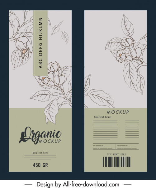 template paket produk dekorasi botani handdrawn yang elegan