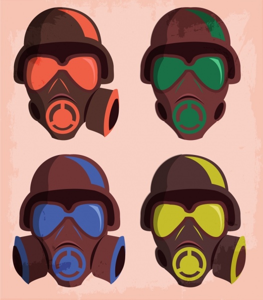 保護マスク茶色のアイコン デザイン様々 な図形を分離