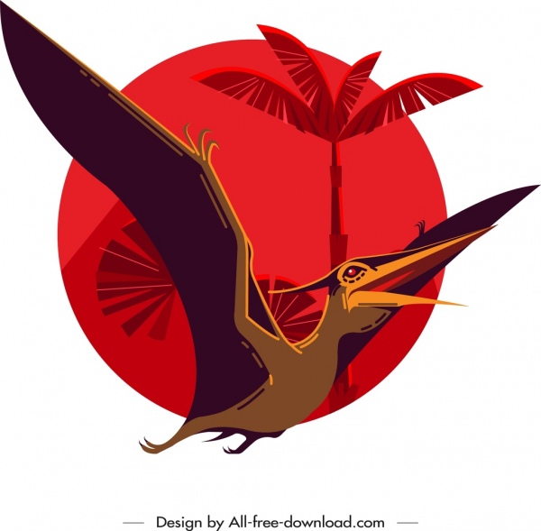 Pteranodon khủng long sơn tối màu phim hoạt hình Sketch