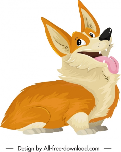 ícone do filhote de cachorro bonito colorido esboço do personagem dos desenhos animados