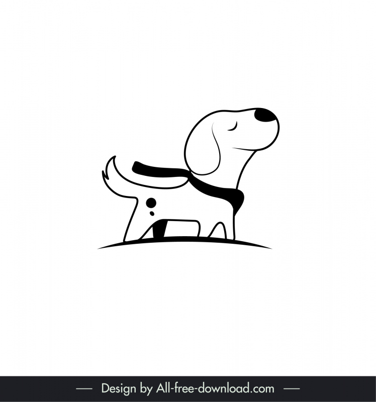 子犬のアイコンのロゴタイプかわいい平らな手描きの輪郭