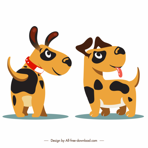 ícones de cachorro esboço de desenho animado bonito