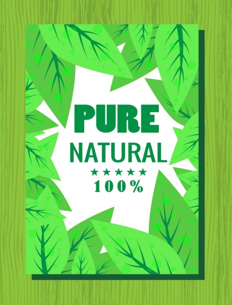 Bandeira de produto natural puro verde folhas decoração