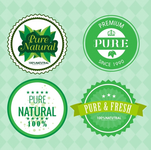 Producto puro sella el diseño de círculos verdes