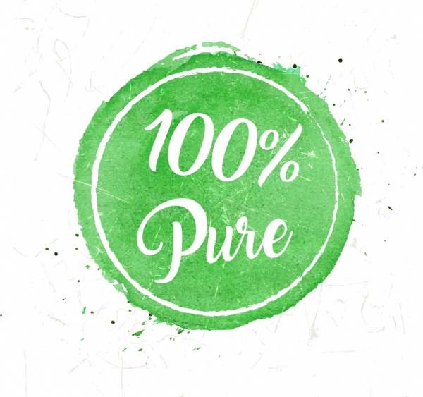 Pure Products Stamp Template Grunge Green Circle Design