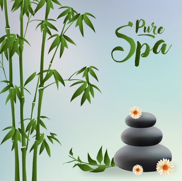 Спа-центр Pure реклама Зеленый бамбук камни иконы декор